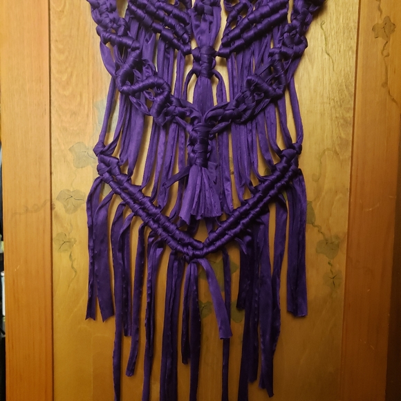 Violet Ribbon Macrame on Driftwood | wall hanging - Picture 2 of 3